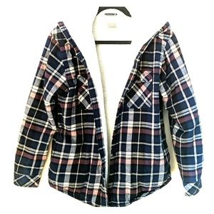 Hooded Fleece Lined Flannel Jacket